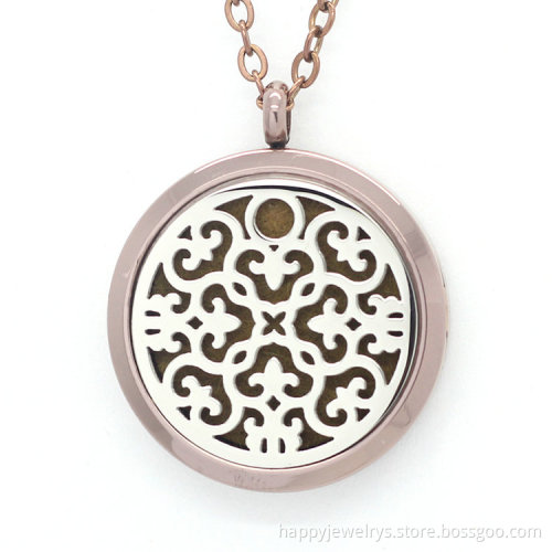Jenia Small Flower Stainless Steel Aromatherapy Essential Oil Diffuser Rose Gold Locket With Set Designs For Girls